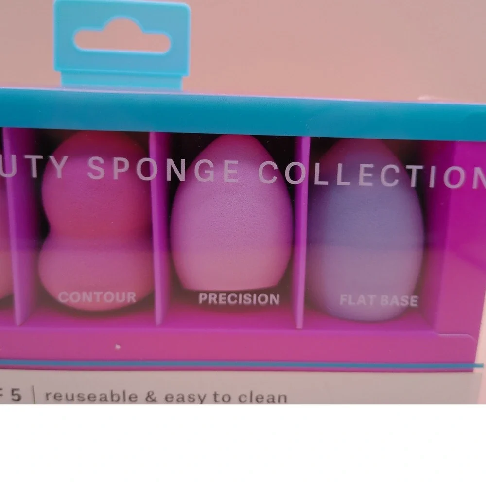 Bliss Beauty Sponge Collection Pack of 5 Makeup Blenders Pink Purple New